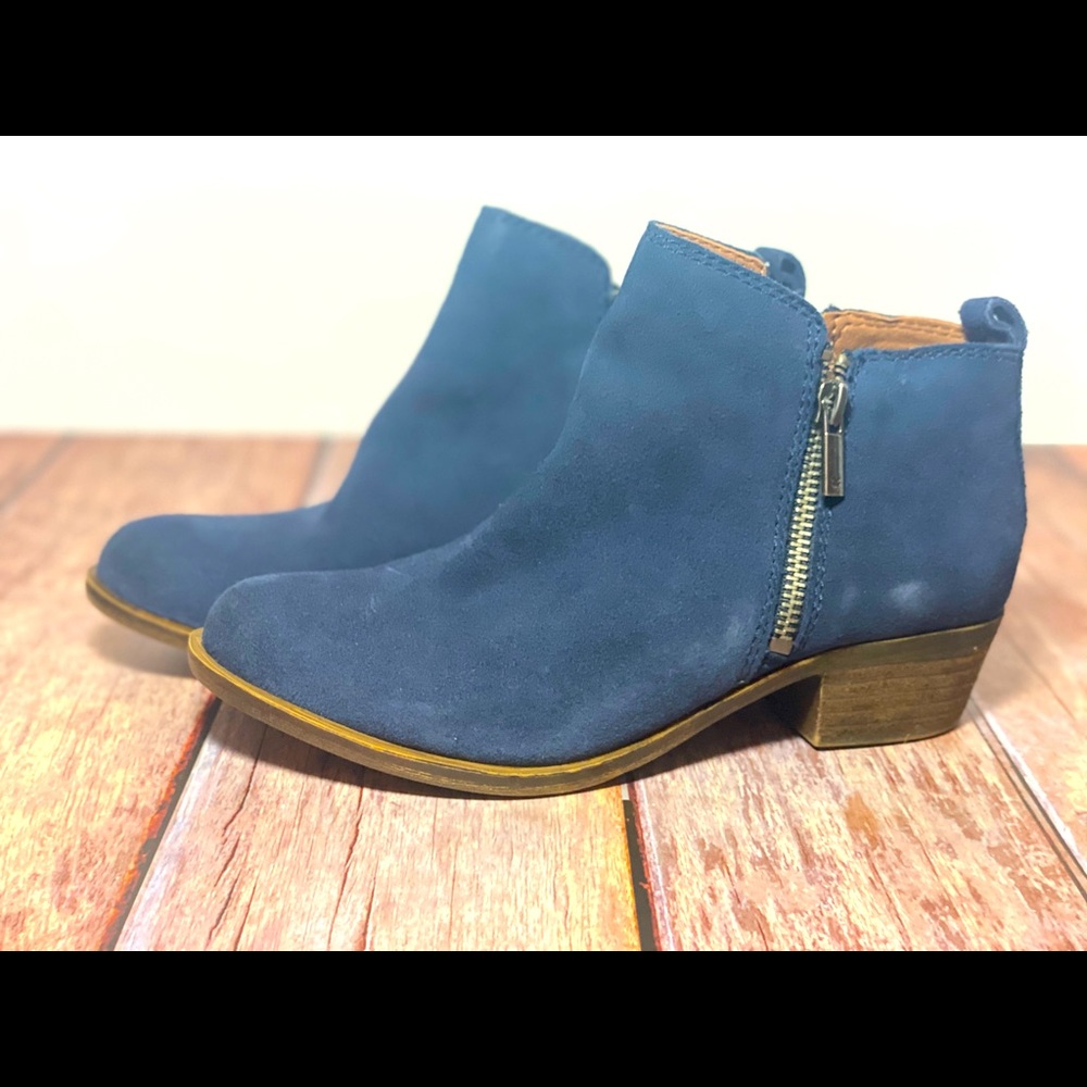 Lucky Brand Suede Side Zip Ankle Booties